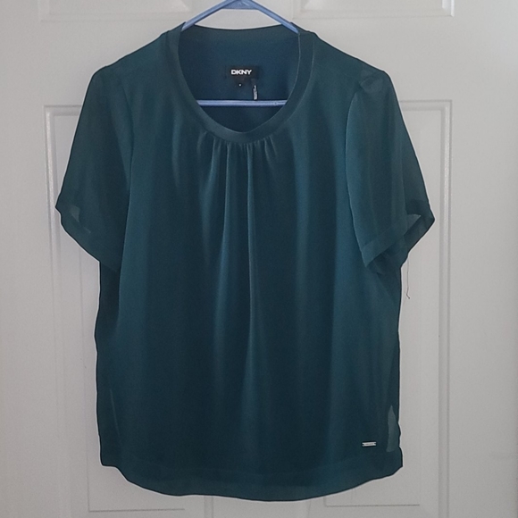DKNY teal blouse, Medium - Picture 1 of 4